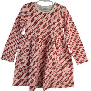 Hanna Andersson Girls Holiday Long Sleeve Pocket Dress 6-7Y Red & White Hearts
